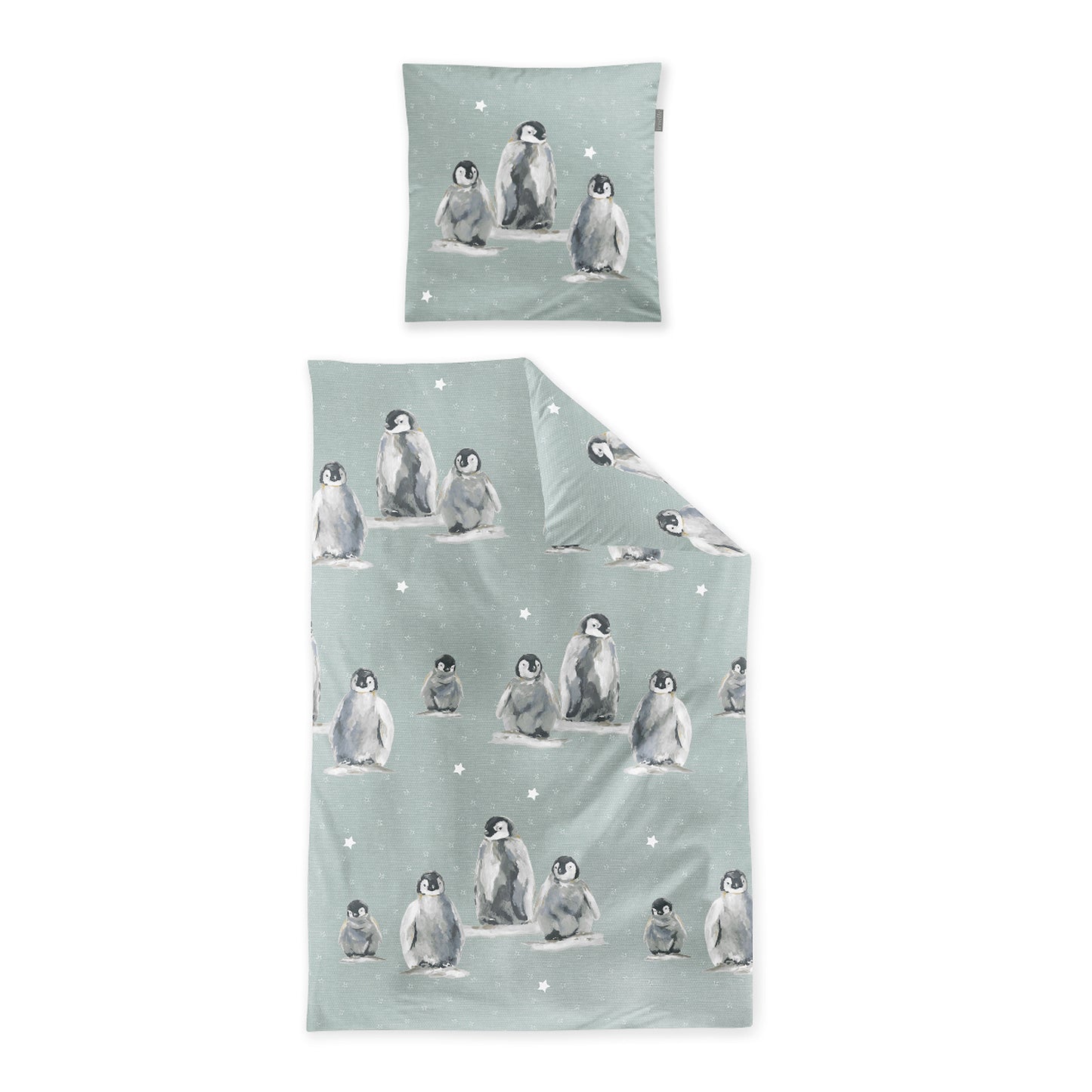 Irisette Biber Bettwäsche Panda 8645-20 Pinguine Sterne Blau 135x200