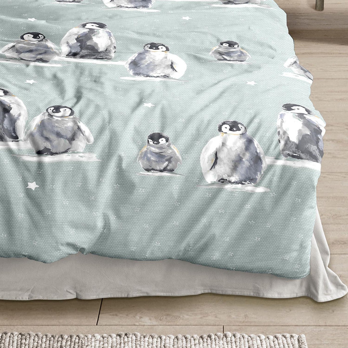 Irisette Biber Bettwäsche Panda 8645-20 Pinguine Sterne Blau 135x200