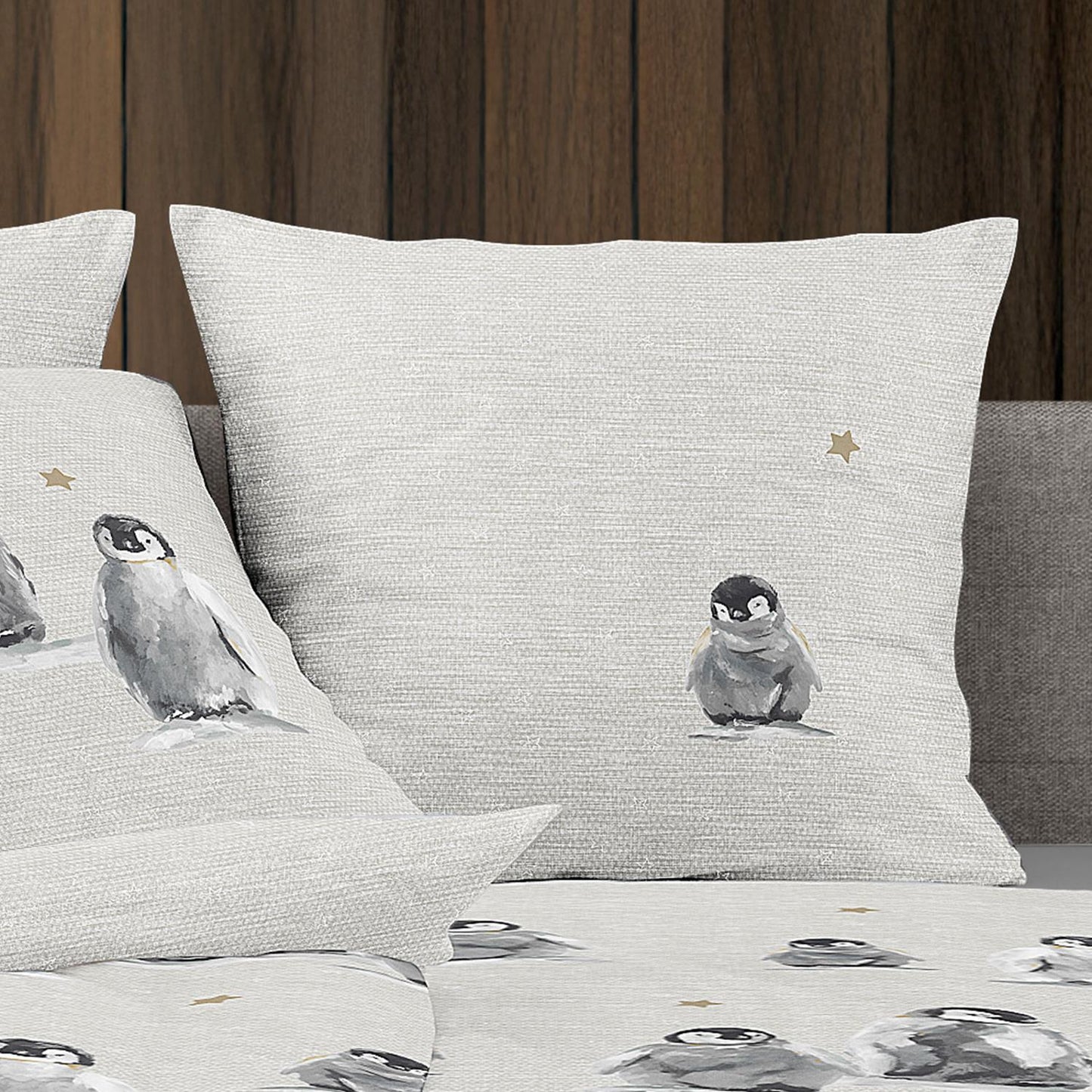 Irisette Biber Bettwäsche Panda 8645-80 Pinguine Sterne Natur 135x200