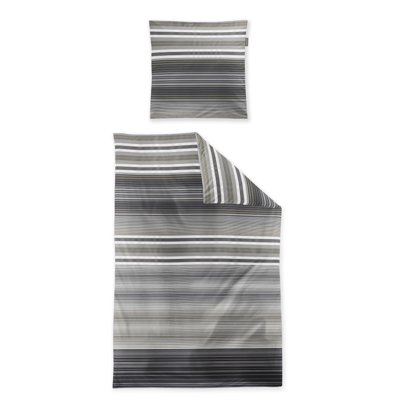 Irisette Mako Satin Bettwäsche Wave 8651-11 Streifen Grau Sand 135x200