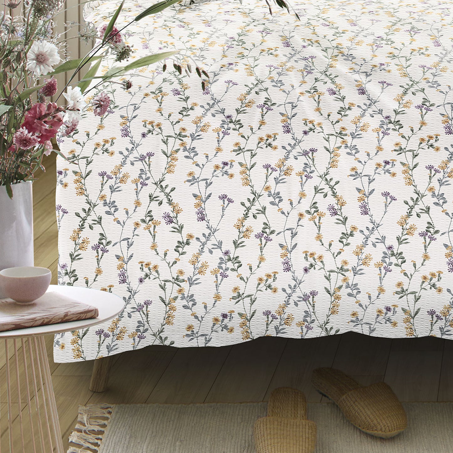 Irisette Seersucker Bettwäsche Easy 8665-40 Blumenwiese gelb 135x200