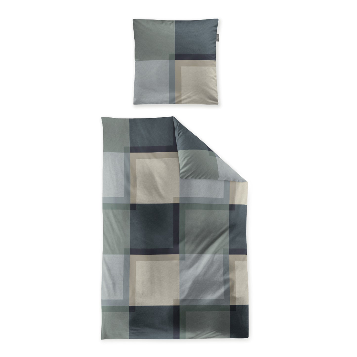 Irisette Mako Satin Bettwäsche Wave 8672-30 Kariert Blau Grün 135x200