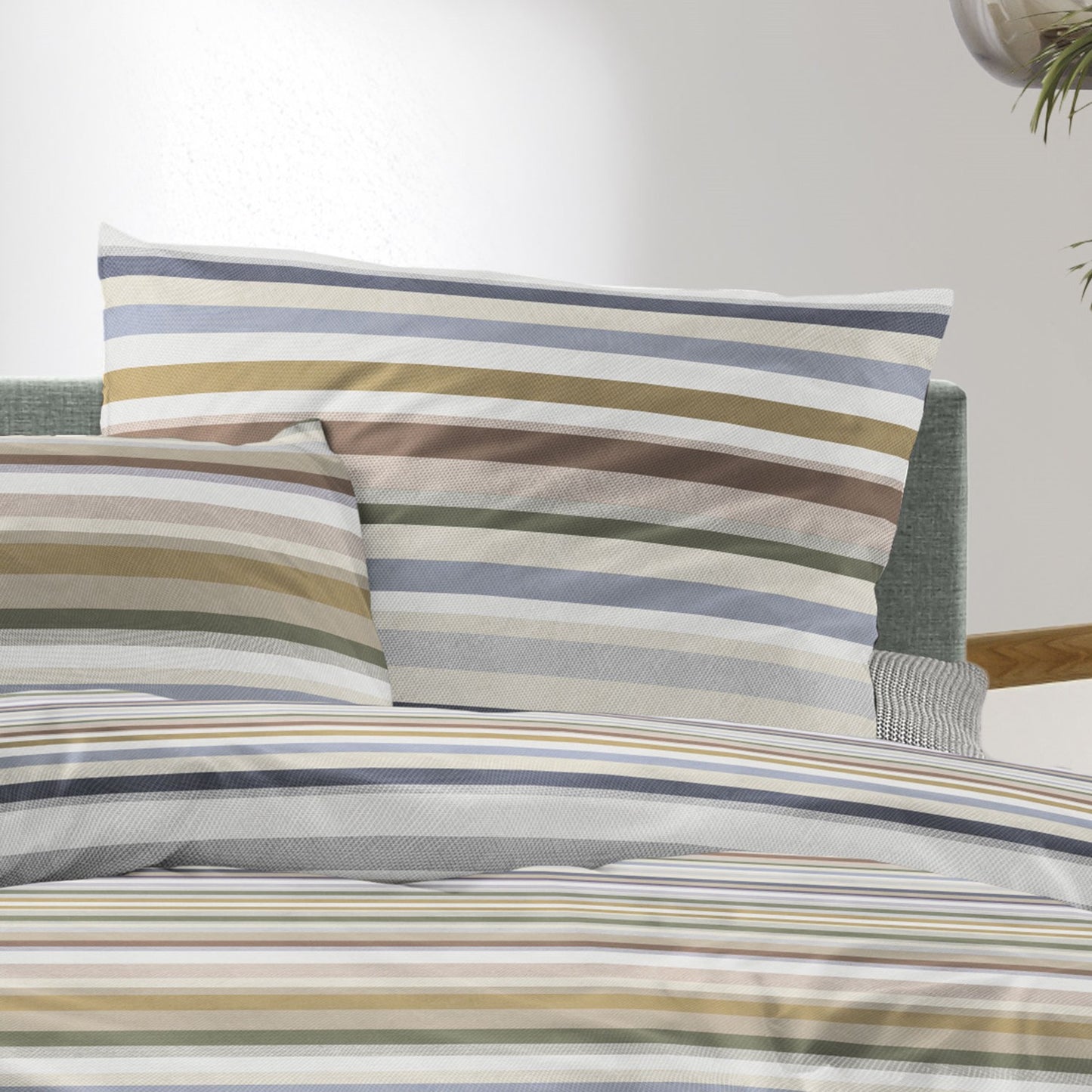 Irisette Mako Satin Bettwäsche Wave 8690-80 Streifen natur 135x200