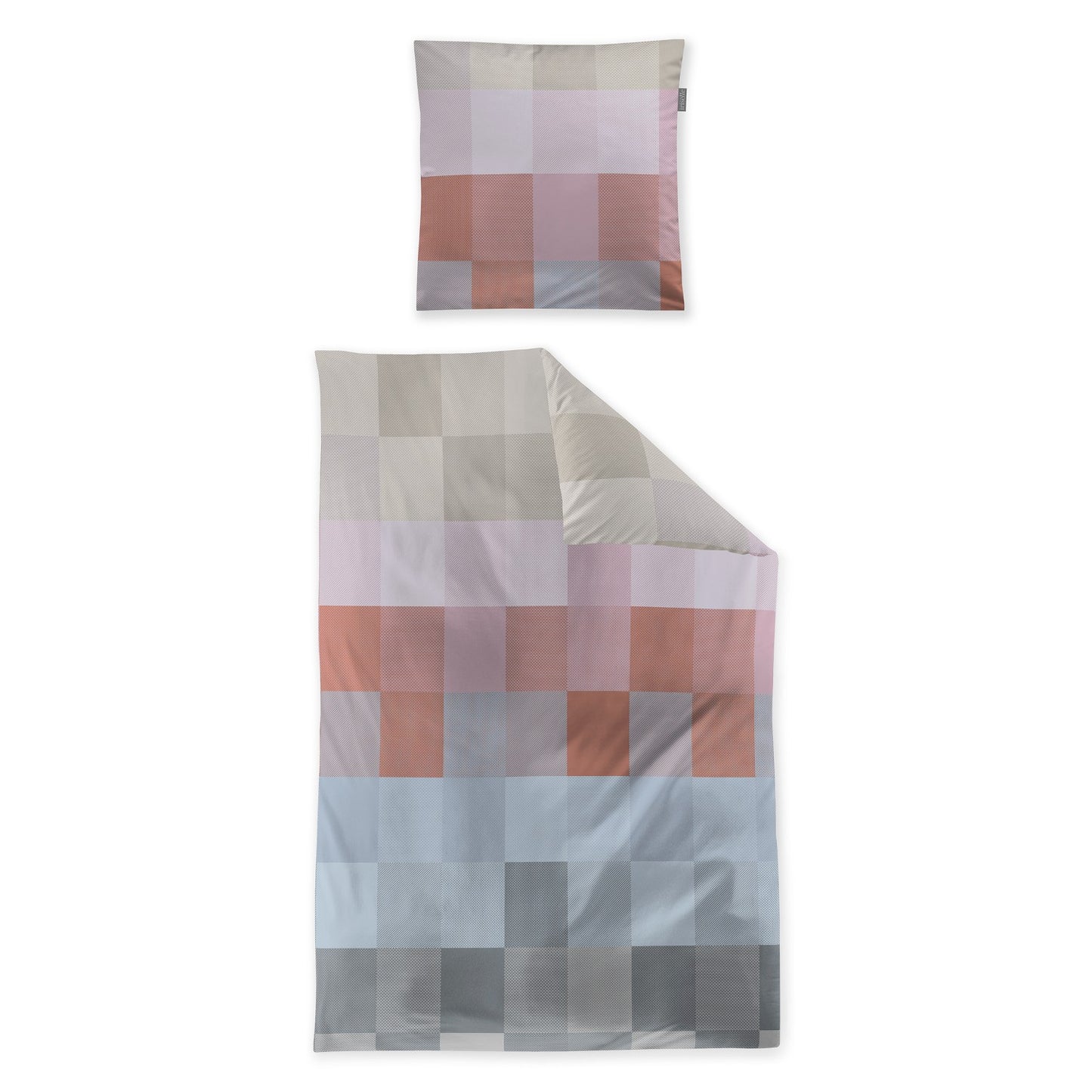 Irisette Mako Satin Bettwäsche Wave 8695-60 Karo rot blau 135x200