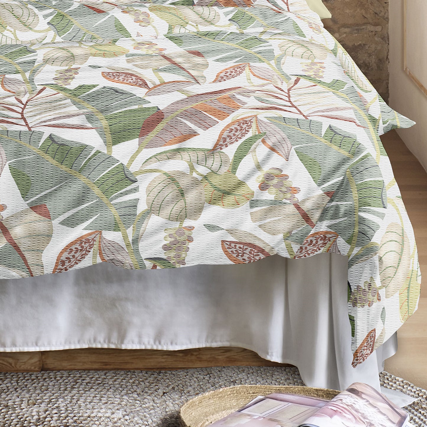 Irisette Seersucker Bettwäsche Easy 8697-90 Blätter grau rot 135x200