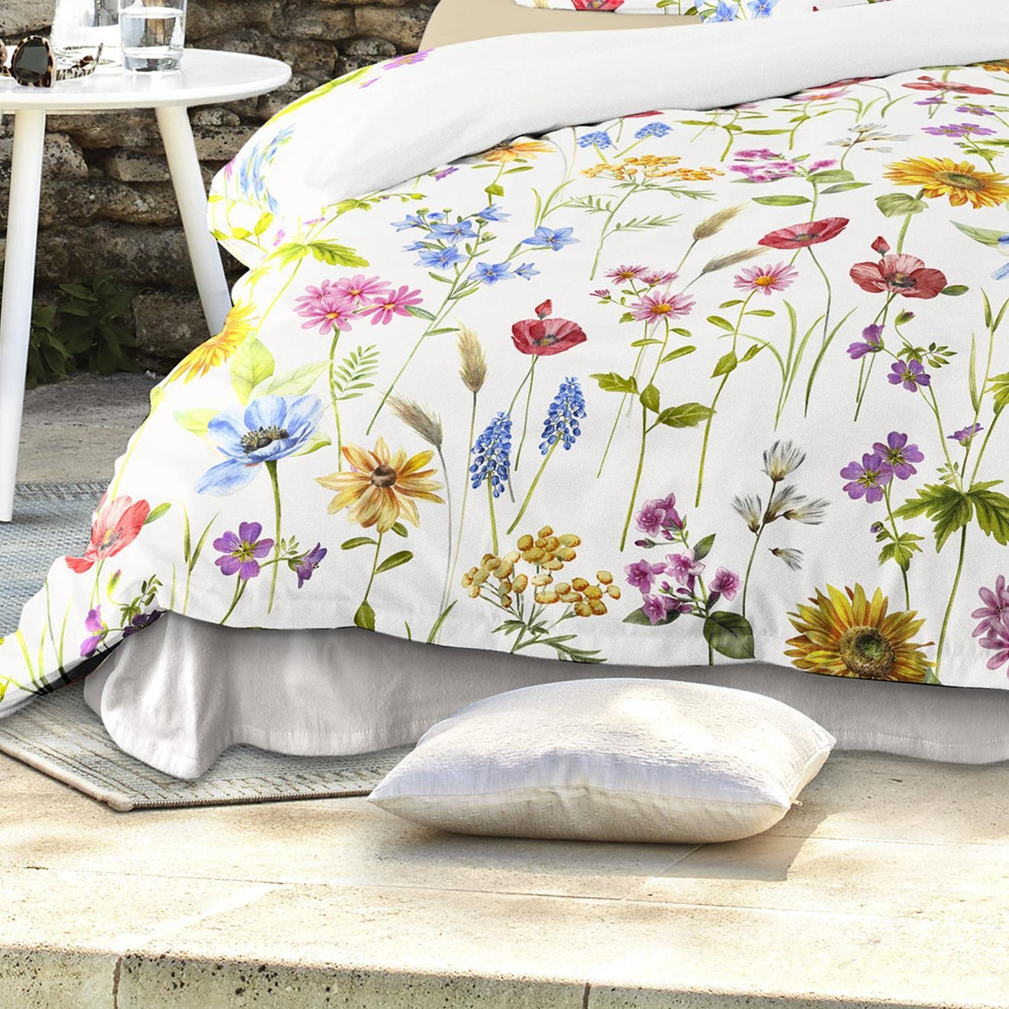 Irisette Mako Satin Bettwäsche Wave 8698-90 weiß bunt Blumen 135x200