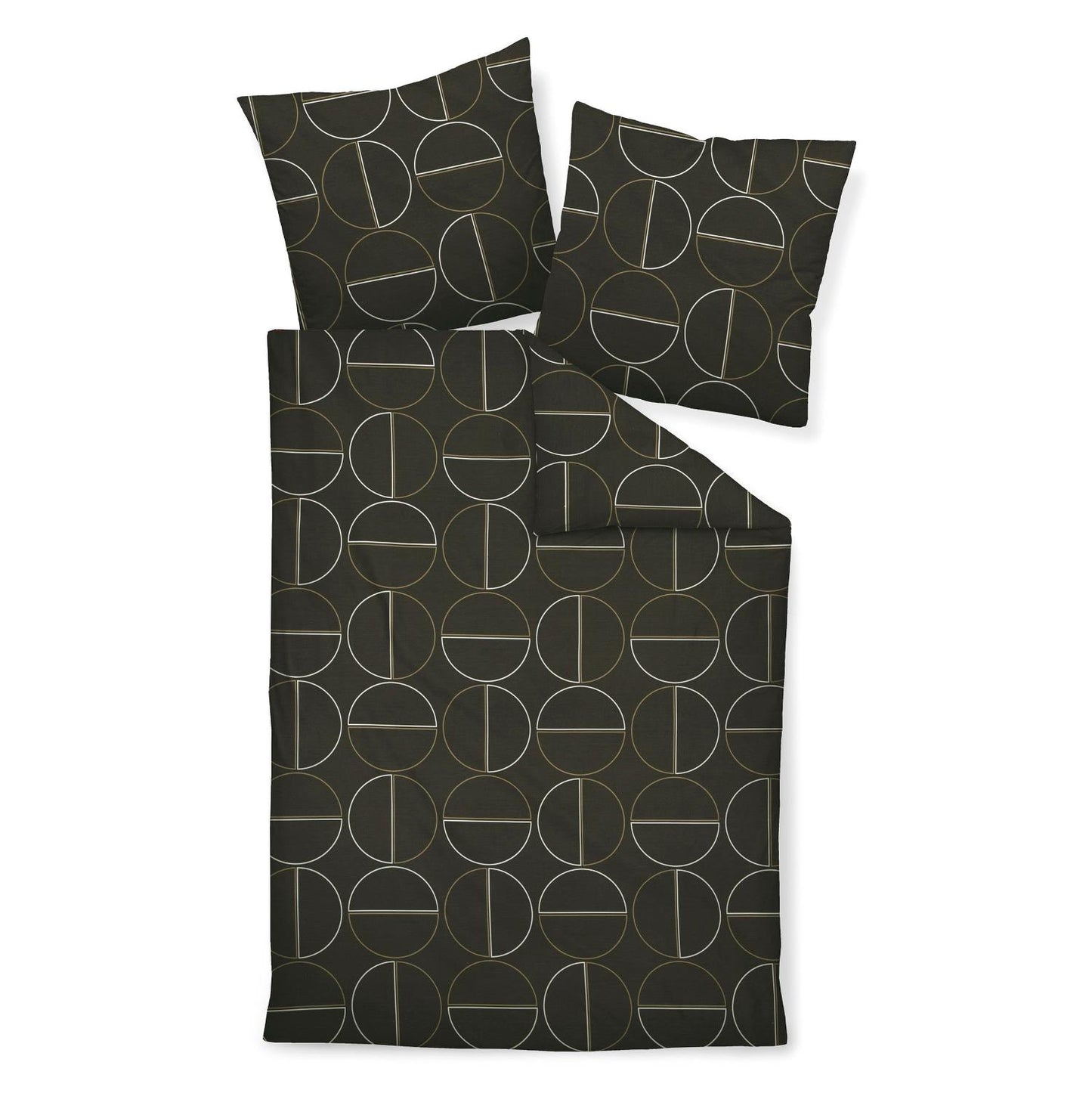 Bettwäsche Janine Mako Satin J.D. 87087-2 Kreise Anthrazit 135x200
