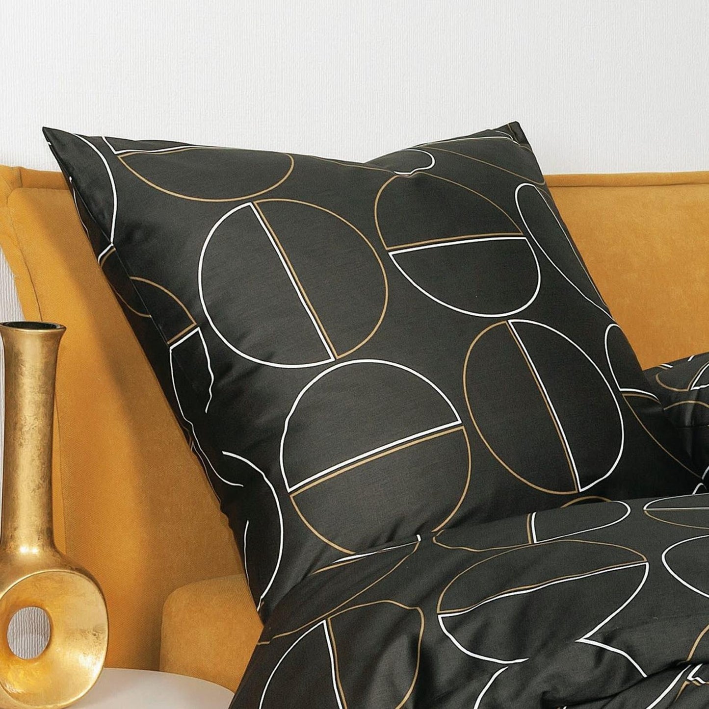 Bettwäsche Janine Mako Satin J.D. 87087-2 Kreise Anthrazit 135x200