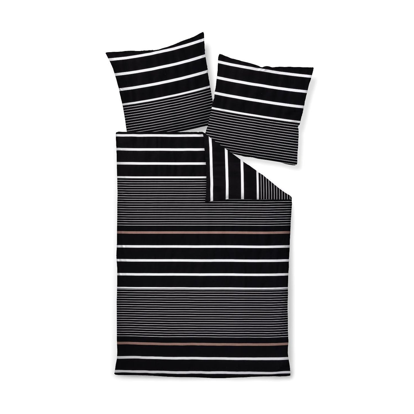 Bettwäsche Janine Mako Satin J.D. 87105-7 Streifen Schwarz 135x200