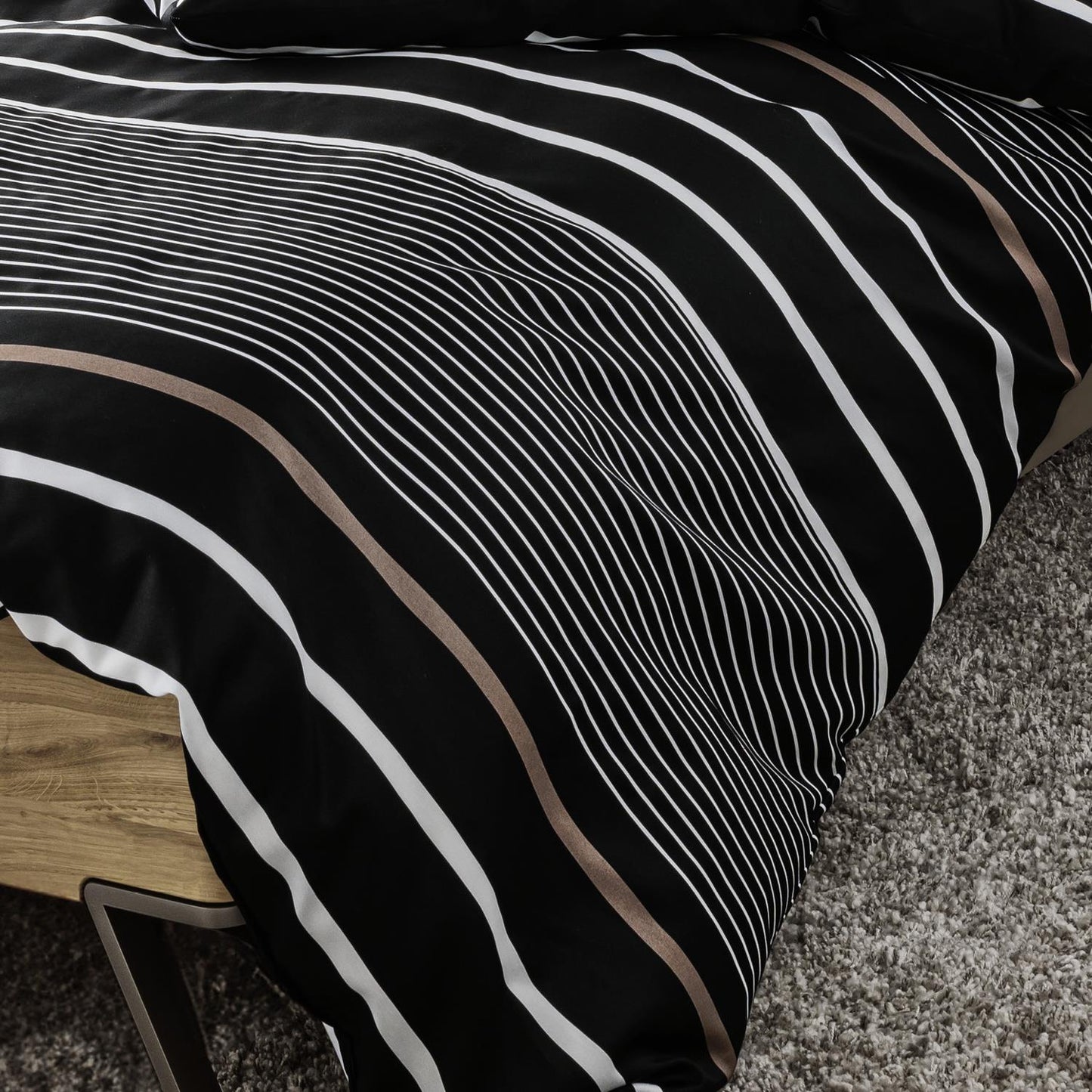 Bettwäsche Janine Mako Satin J.D. 87105-7 Streifen Schwarz 135x200