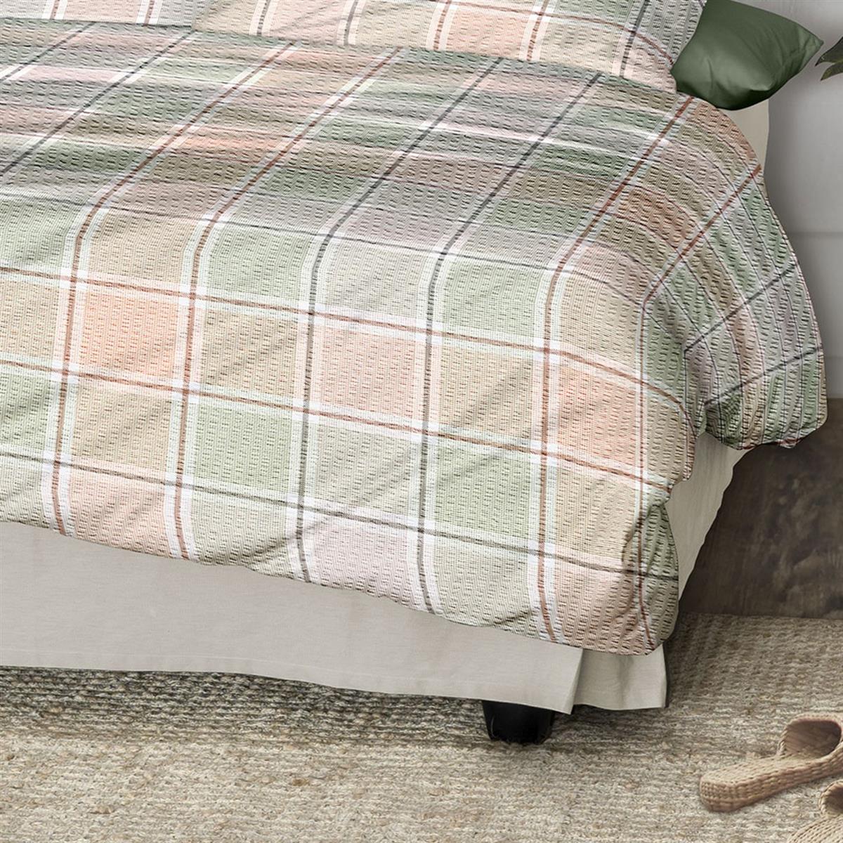 Irisette Seersucker Bettwäsche Easy 8715-90 Kariert grün lachs 135x200