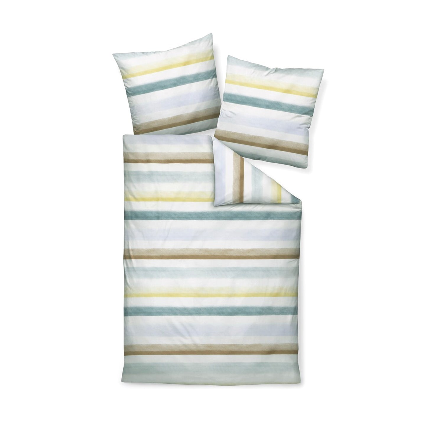 Janine Mako Satin Bettwäsche Moments 98113-06 Streifen Smaragd 135x200