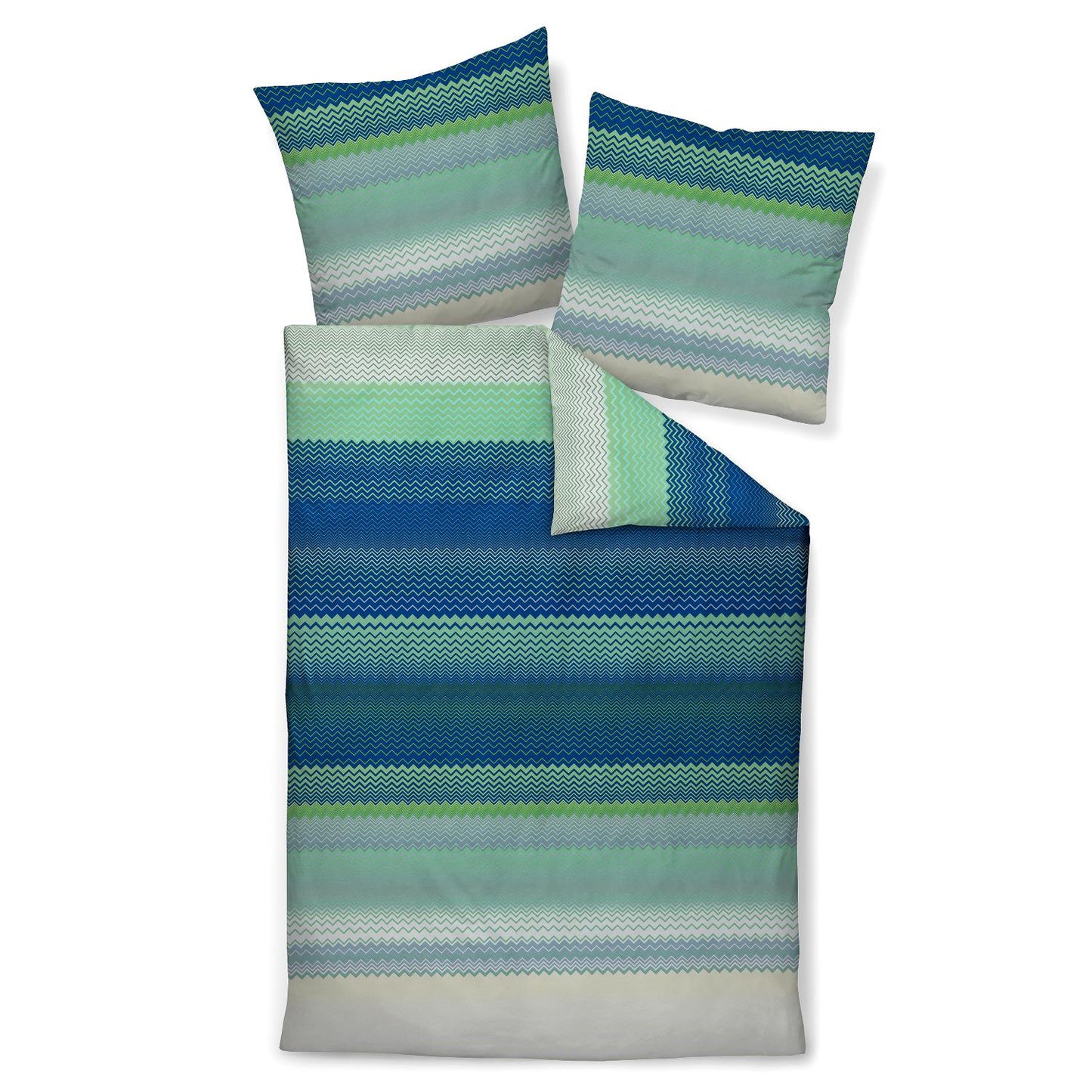 Janine Mako Satin Bettwäsche Moments 98120-02 Zick-Zack Blau 135x200