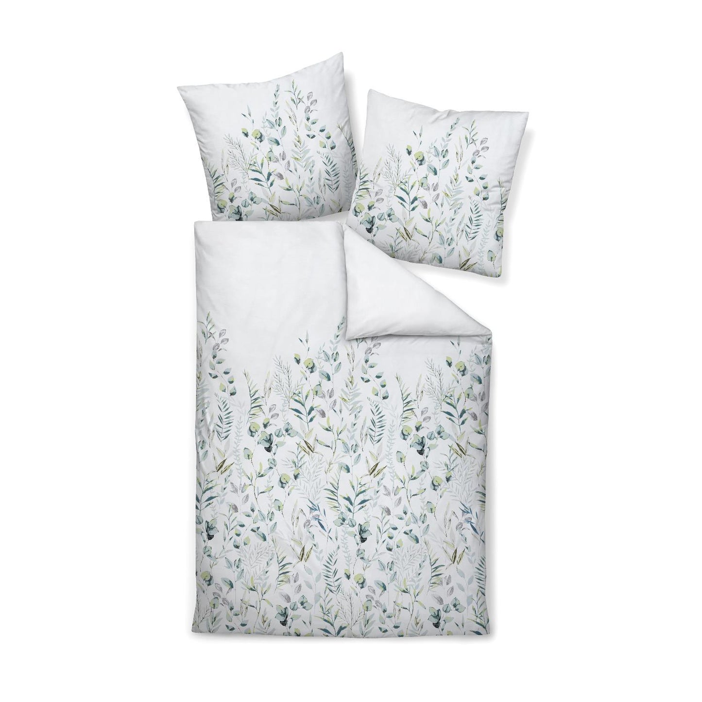 Janine Mako Satin Bettwäsche Moments 98123-06 Blätter Mint 135x200
