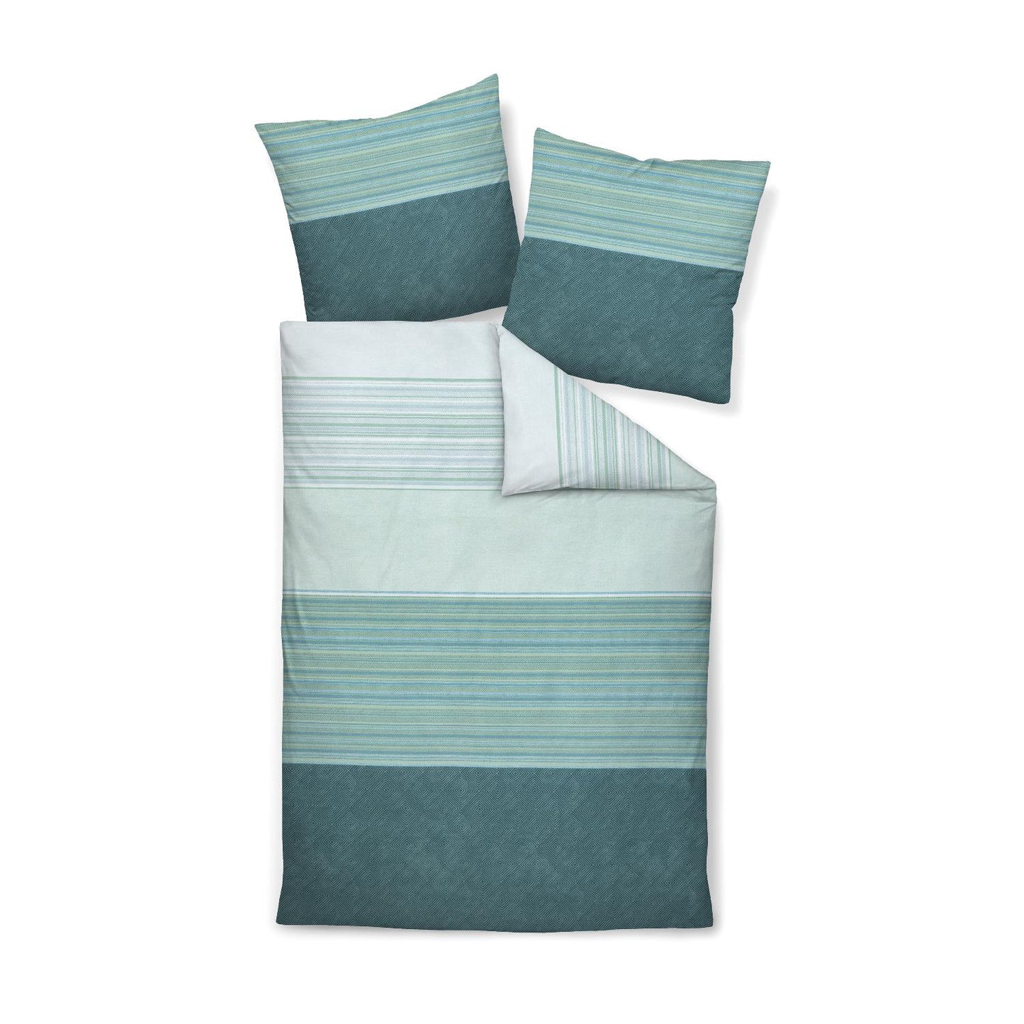 Janine Mako Satin Bettwäsche Moments 98124-06 Streifen Mint 135x200