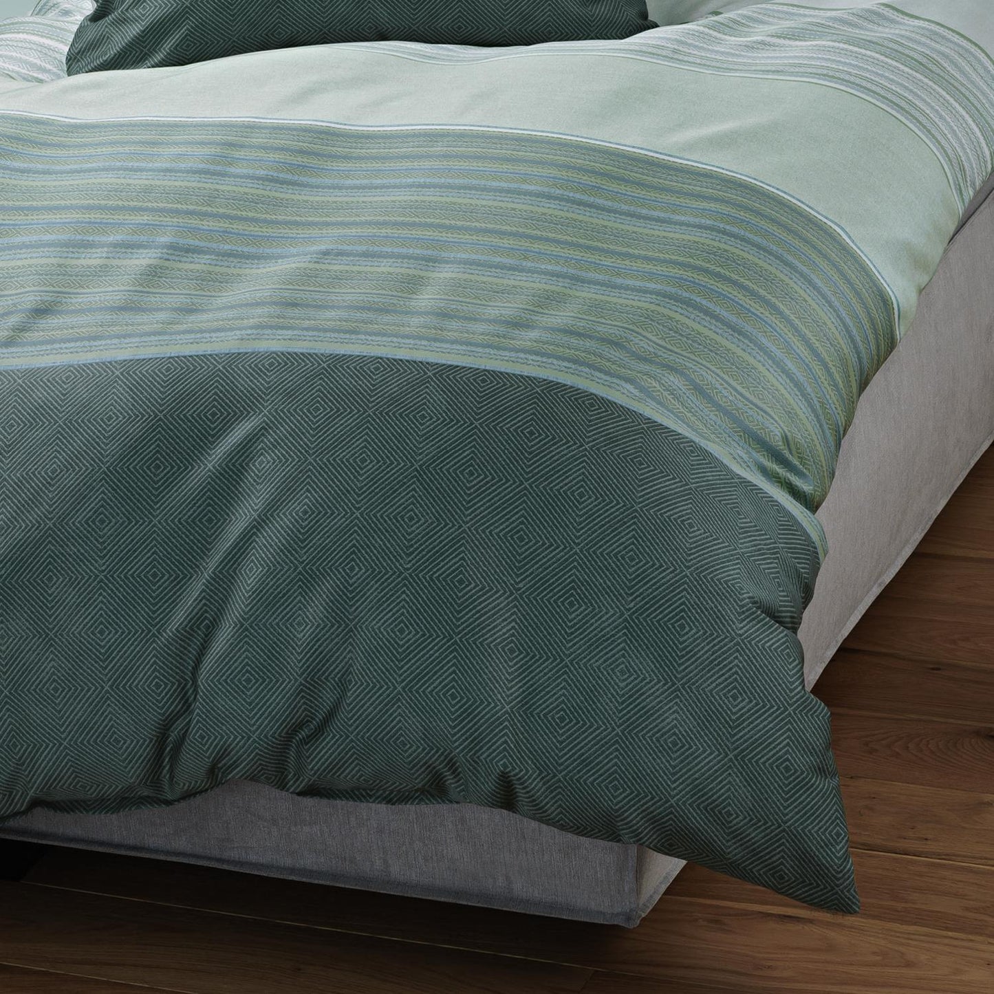 Janine Mako Satin Bettwäsche Moments 98124-06 Streifen Mint 135x200