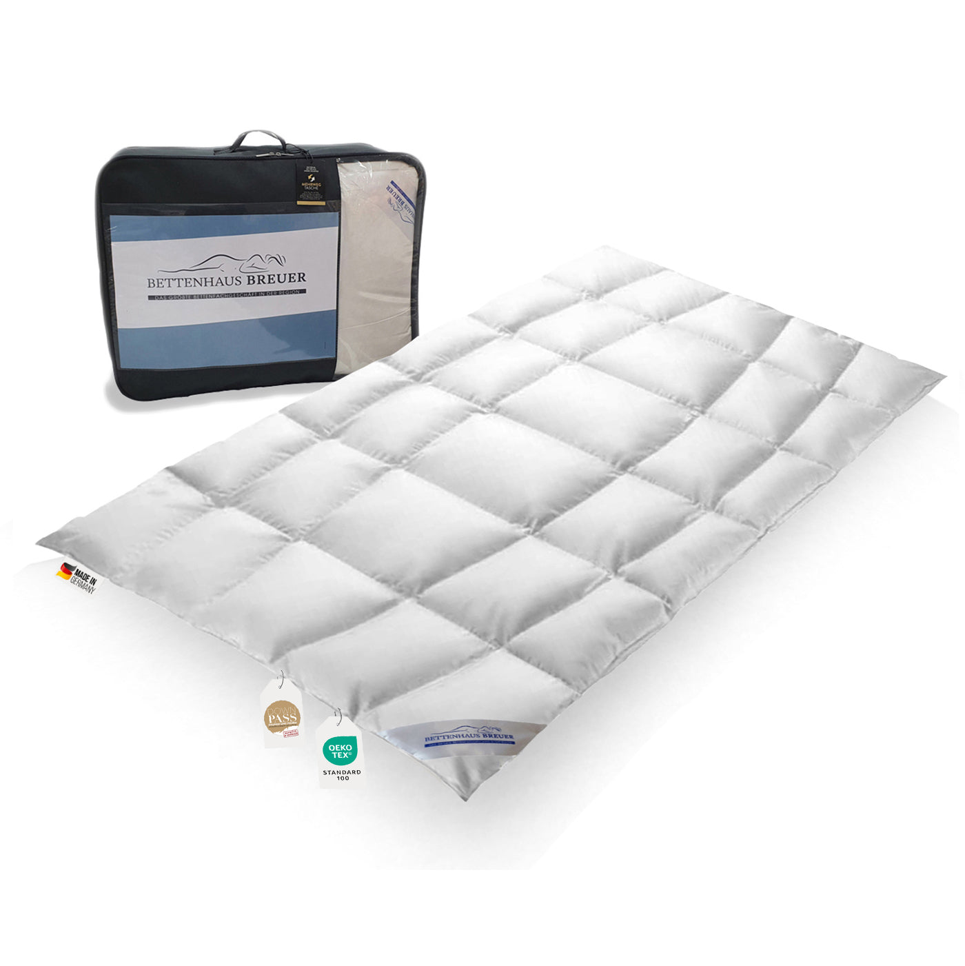 Eine Bettdecke 135x200 mit tasche daunendecke mit 5x6 kassettensteppung in weiss
