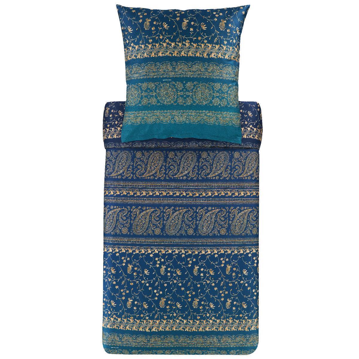 Bettwäsche Bassetti Mako Satin Brenta B1 Paisley Blau Gold 155x220