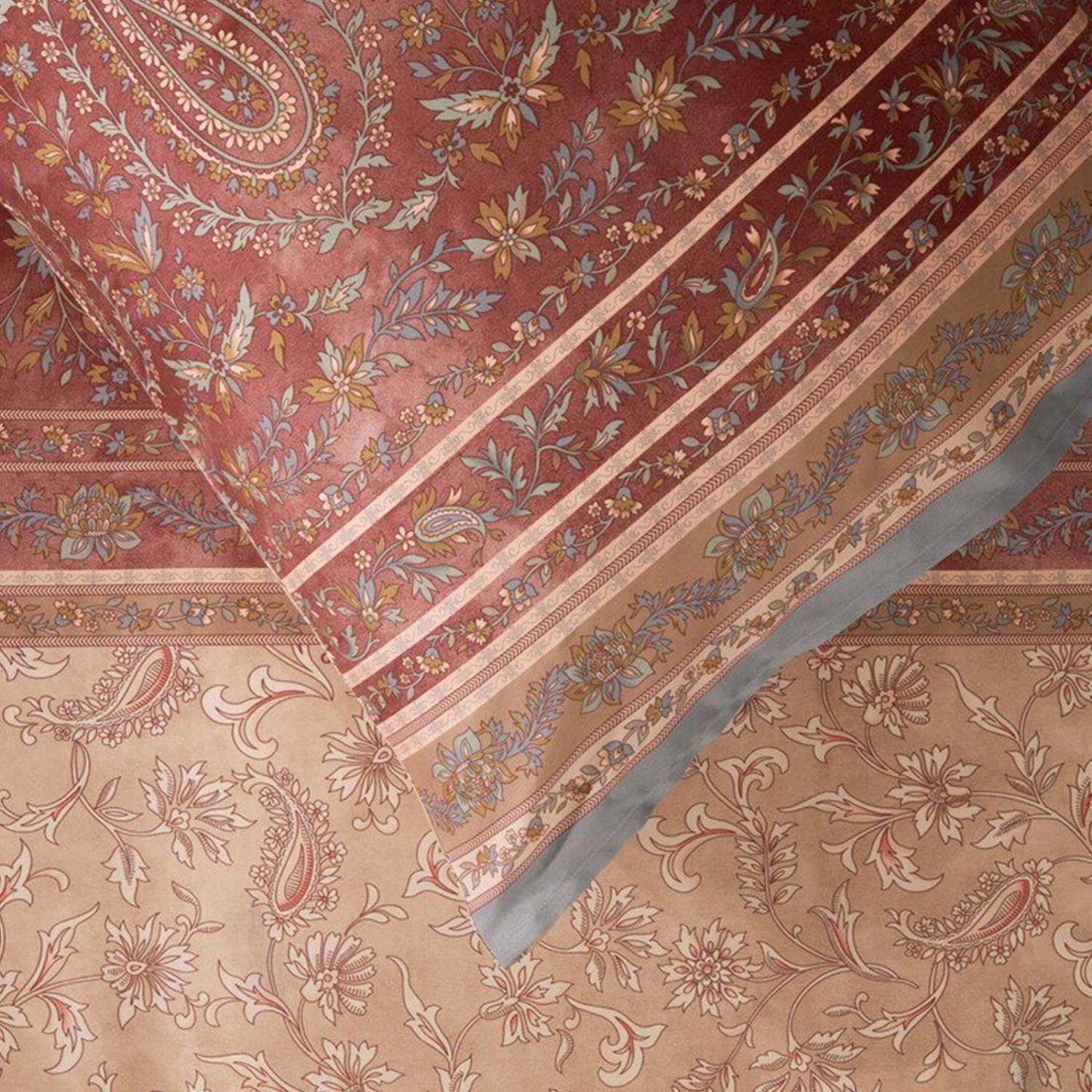 Bettwäsche Bassetti Mako Satin Como 41 beige creme beere 135x200