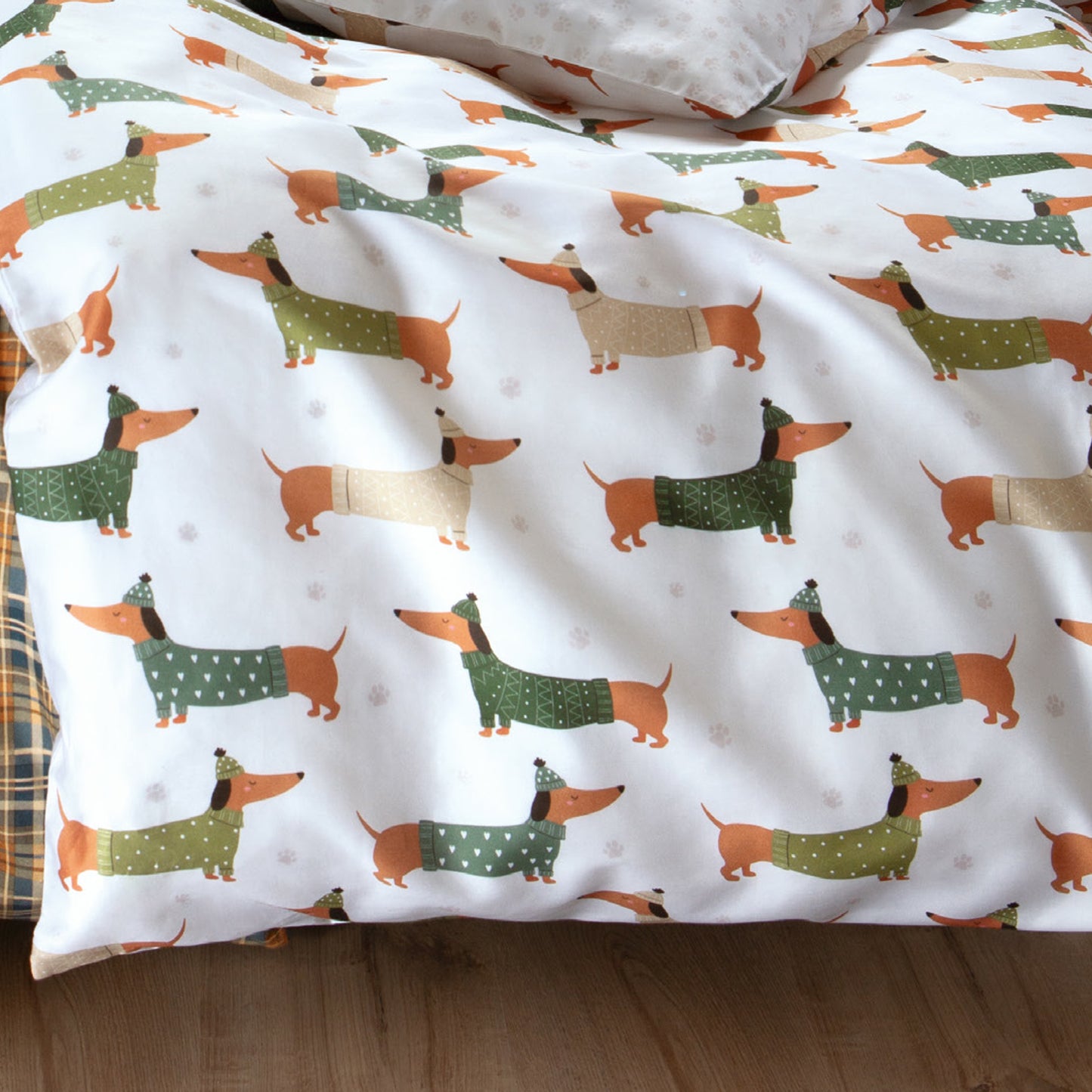 Satin Bettwäsche Dormabell 11473 Hunde Dackel natur braun 135x200