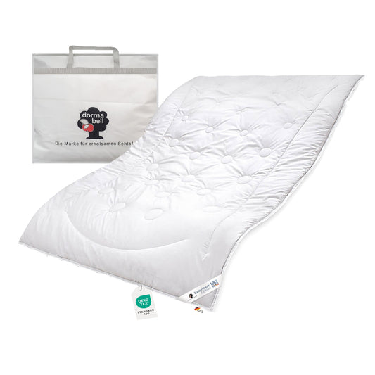 eine Bettdecke 135x200 mit Tasche Kamelhaardecke des Herstellers dormabell mit oekotex Label