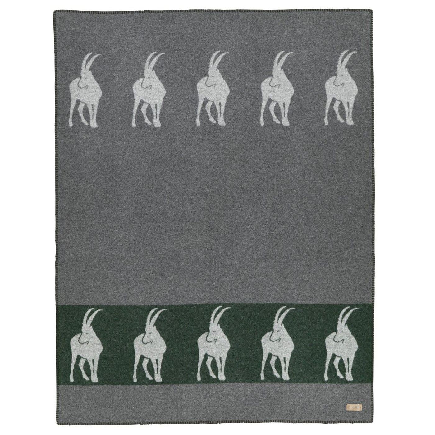 Eskimo Wohndecke Arosa grün/grau Steinbock Merinowolle 140x180
