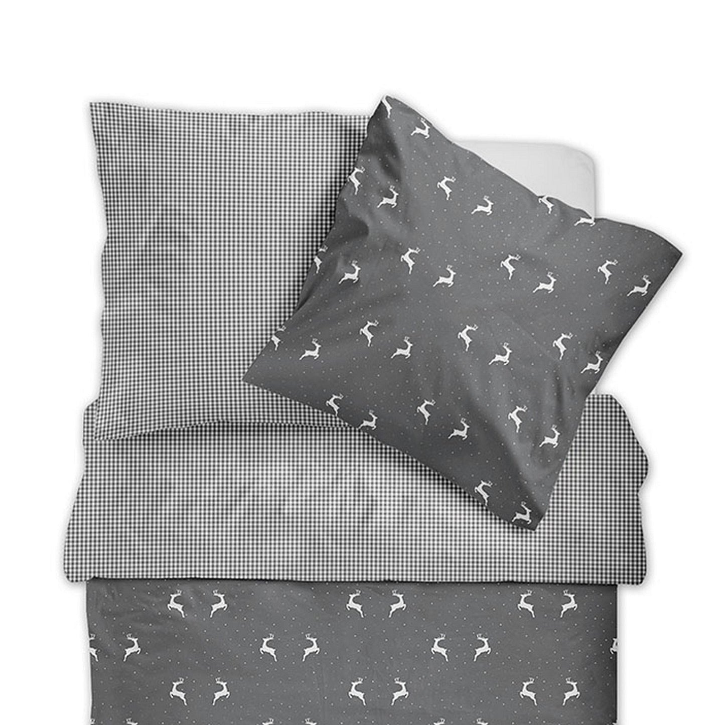 Dormabell Biber Bettwäsche 11471 Hirsch kariert grau weiß 135x200