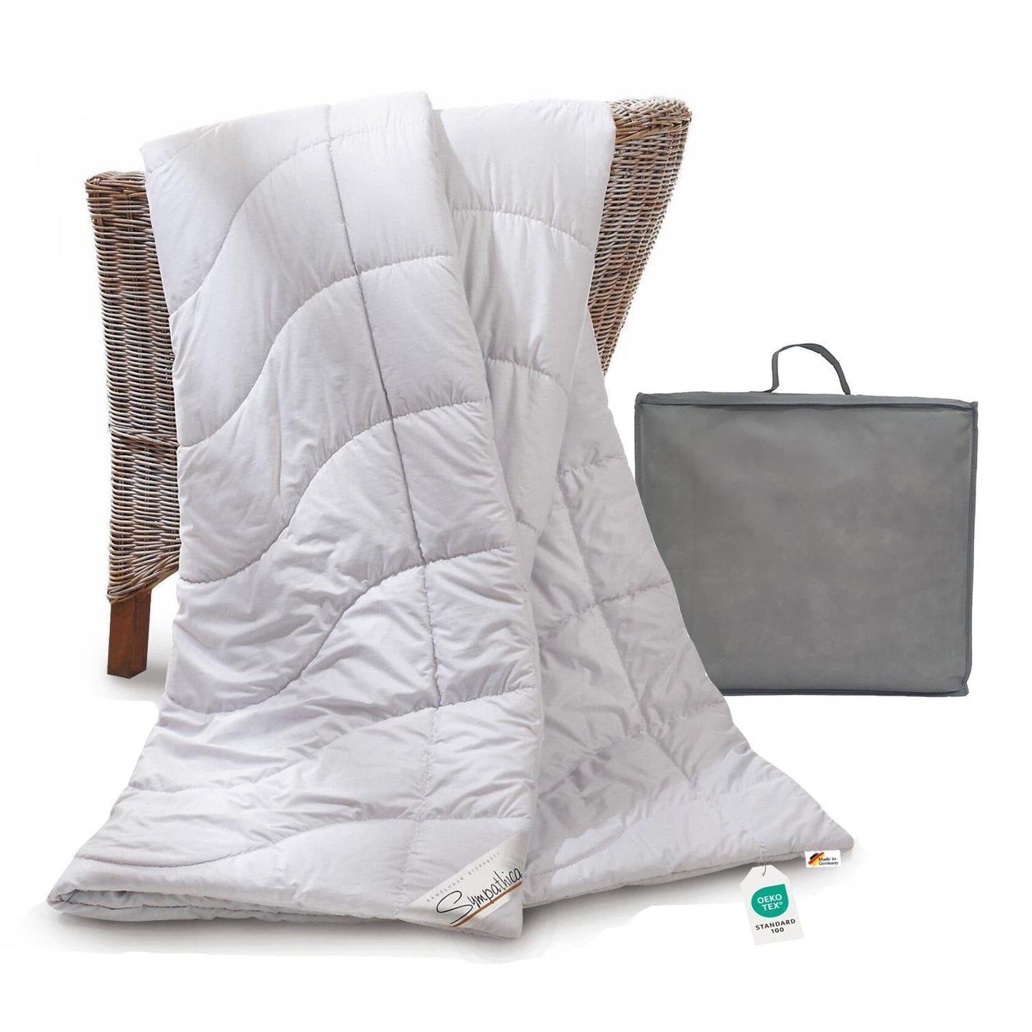 zwei Bettdecken 200x200 mit Tasche Kamelhaar waschbar weiß