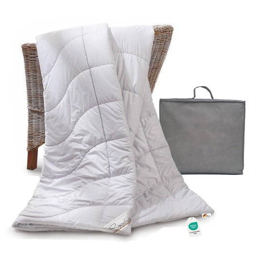 zwei Bettdecken 200x200 mit Tasche Kamelhaar waschbar weiß