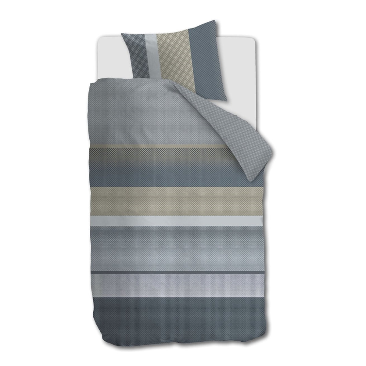 Beddinghouse Mako Satin Bettwäsche Marthe blau grün Streifen 135x200