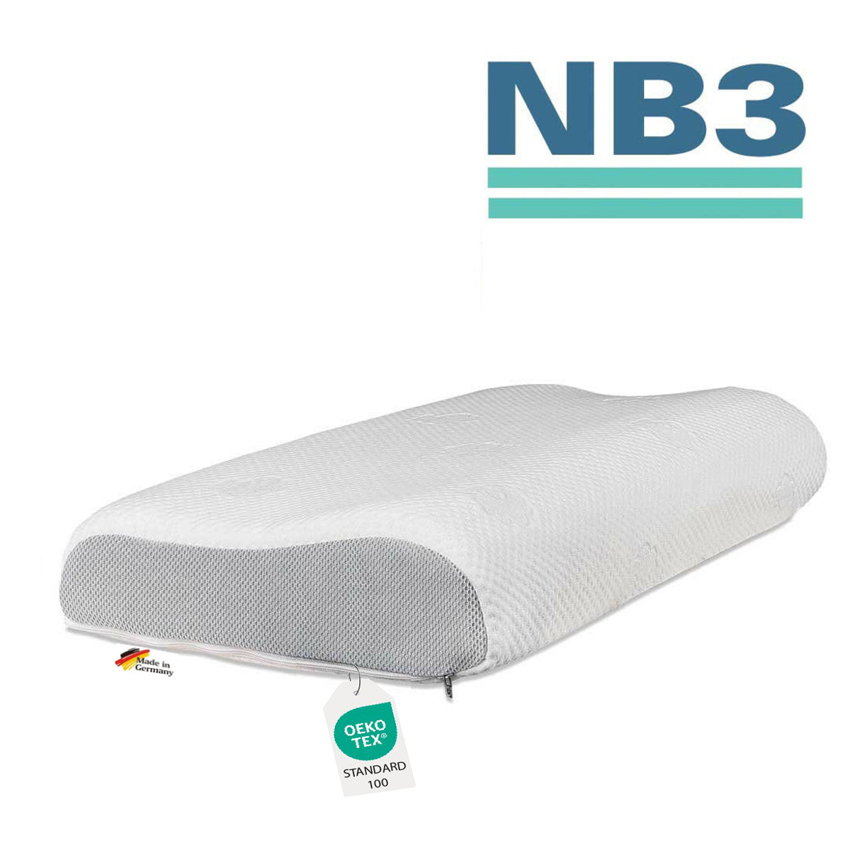 ein orthopaedisches Nackenstützkissen hergestellt von dormabell geeignet fuer kissenbezuege 40x80