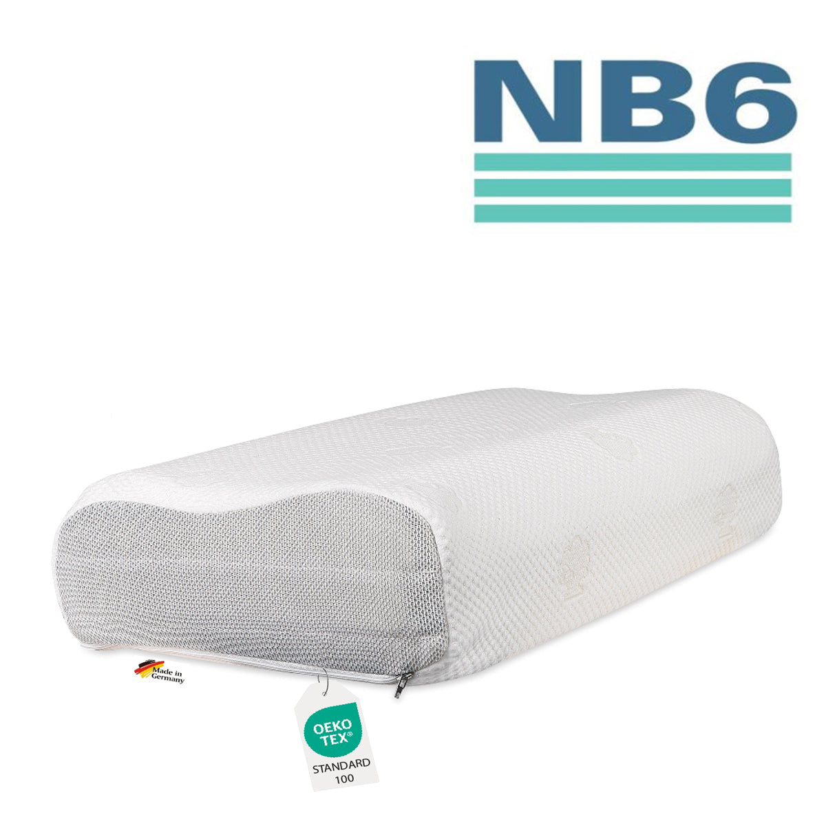 ein orthopaedisches nackenstuetzkissen mit oekotex Label hergestellt von dormabell
