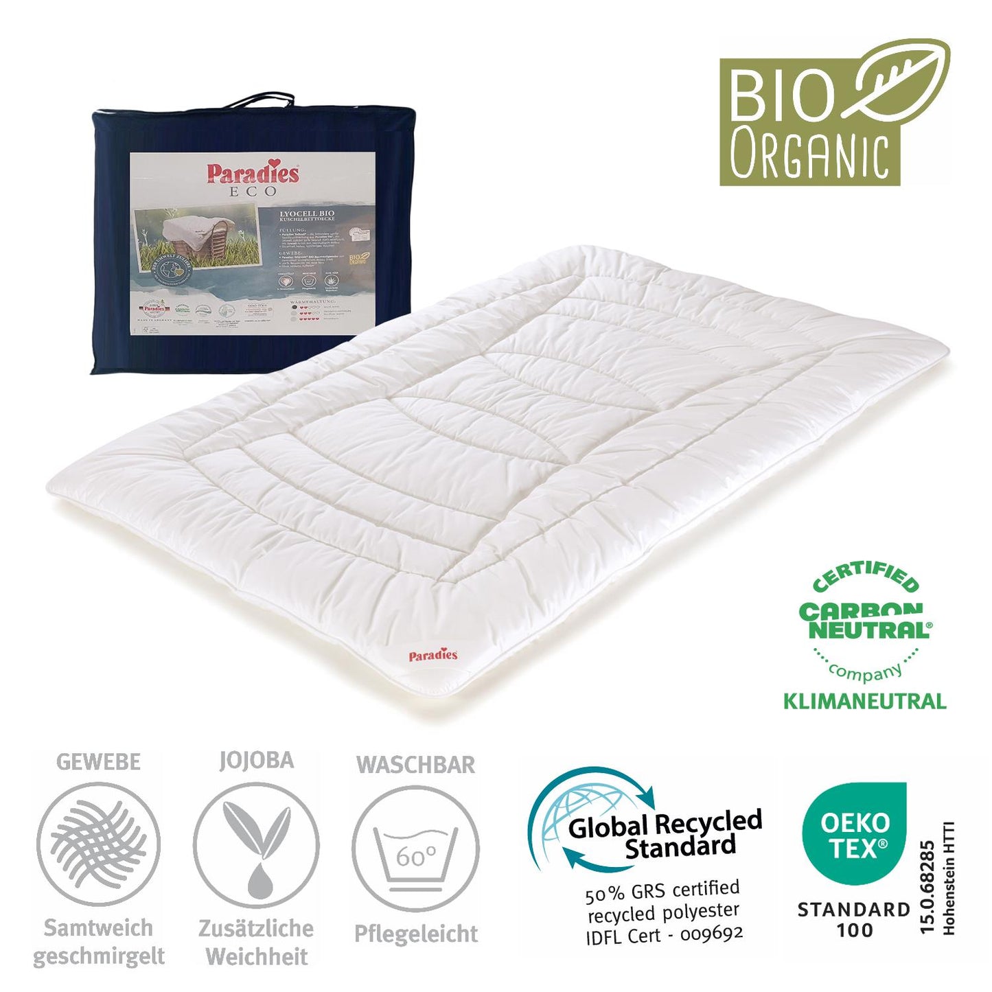Paradies Nima Bio Organic medium warme Bettdecke mit Jojoba 135x200