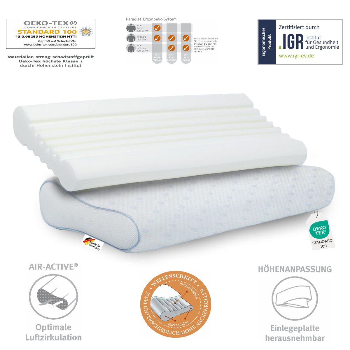 Paradies Paratex Ergonomic orthopädisch Nackenstützkissen Nackenkissen