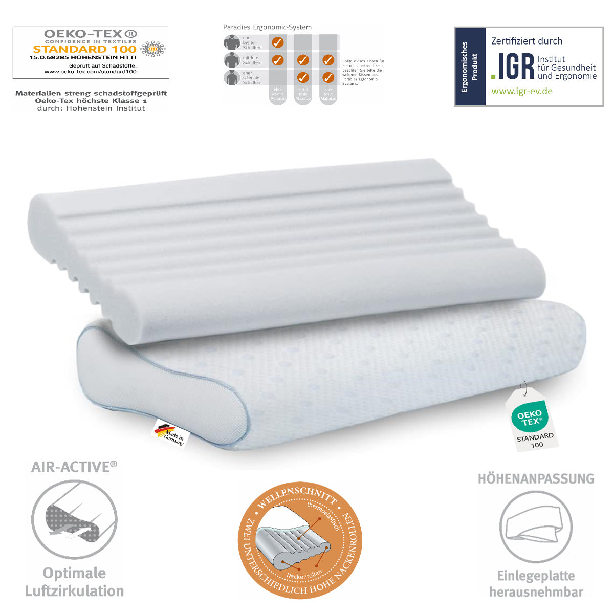 Paradies Revita Ergonomic orthopädisch Nackenstützkissen Nackenkissen