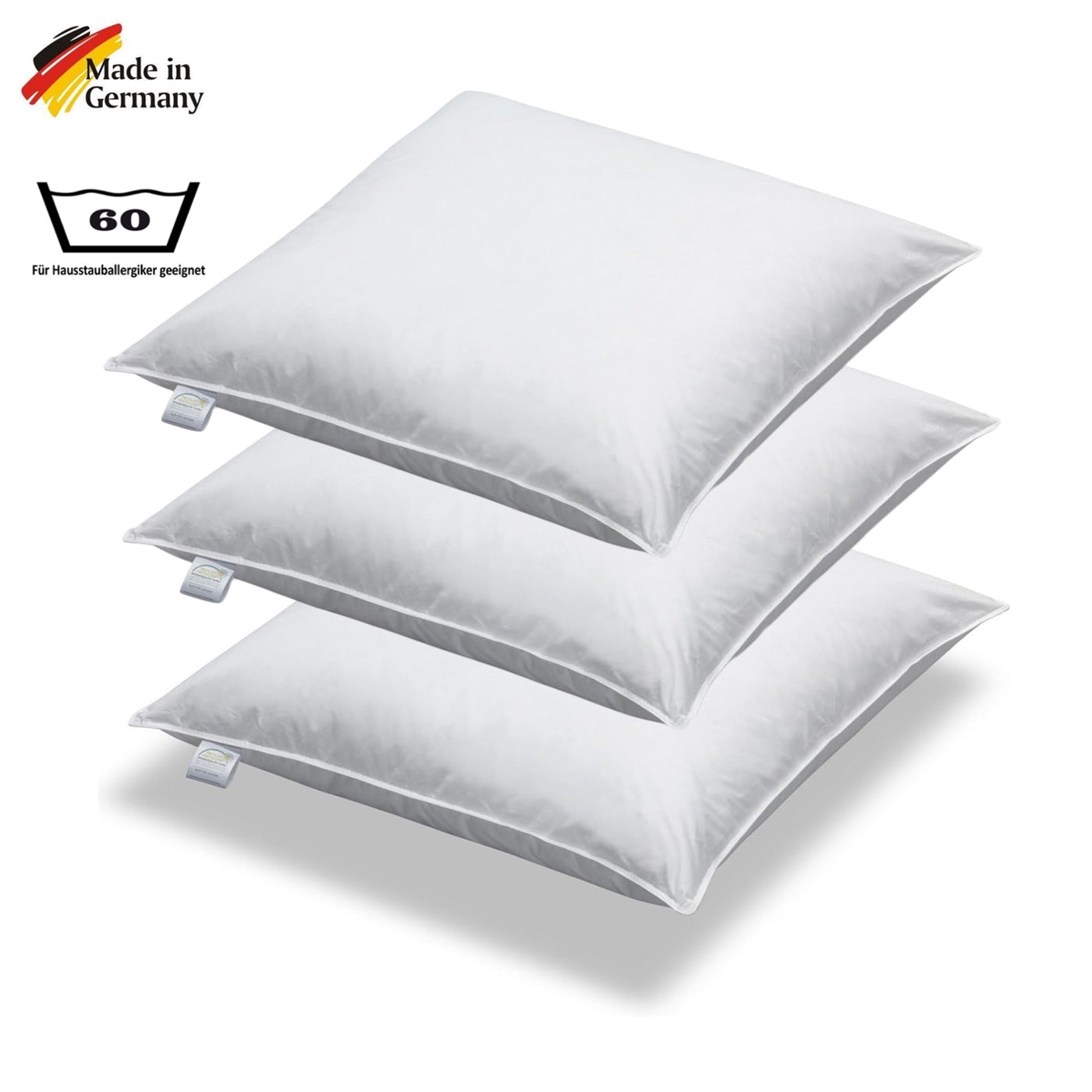3 Stück Daunen + Federn Kissen Sofakissen Füllkissen 50 x 50 cm