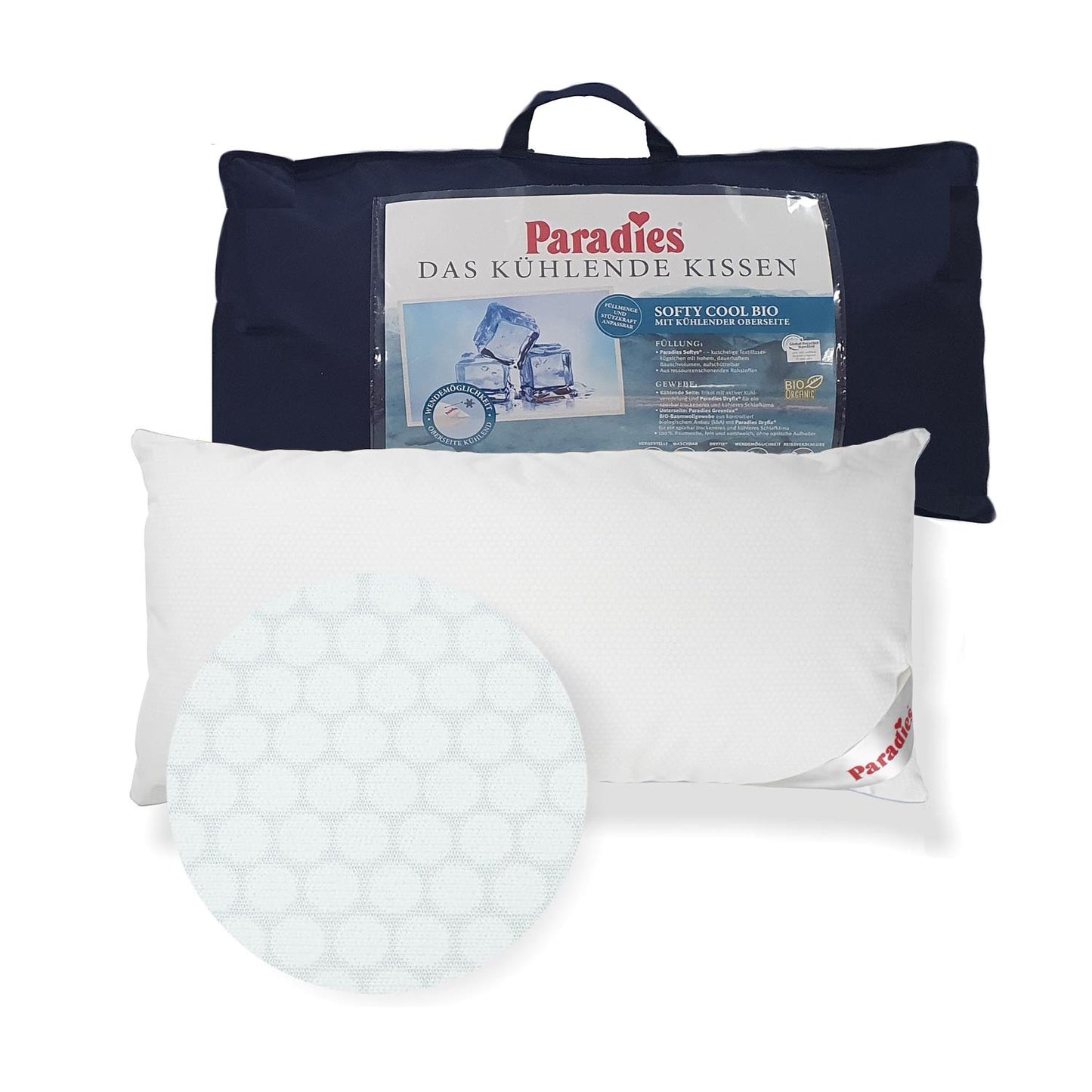 Paradies Softy Cool Bio kühlendes Kopfkissen Kissen Kühlkissen 40x80