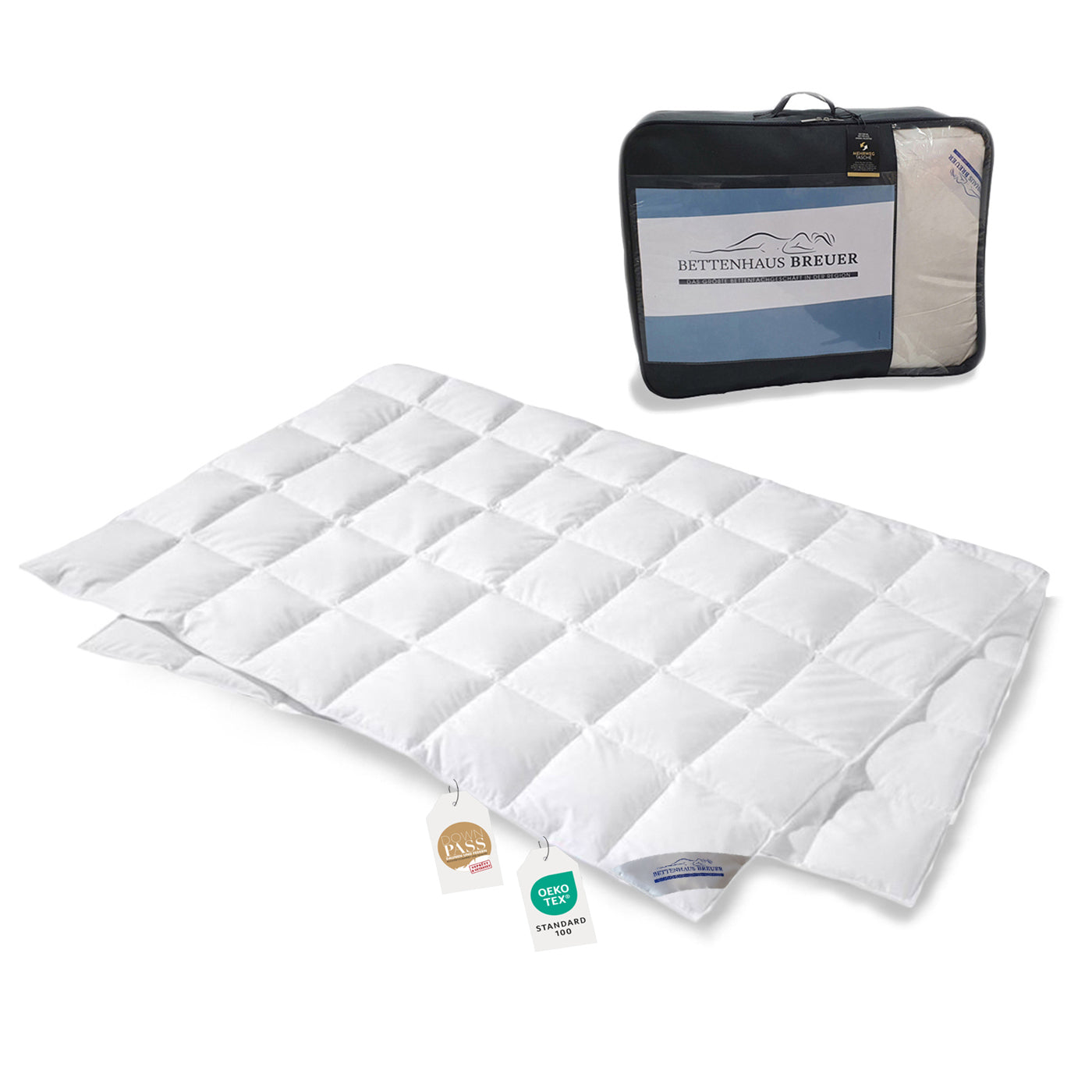 Eine Bettdecke 135x200 gefaltet mit tasche luftige Daunenfuellung deshalb perfekt Sommerdecke