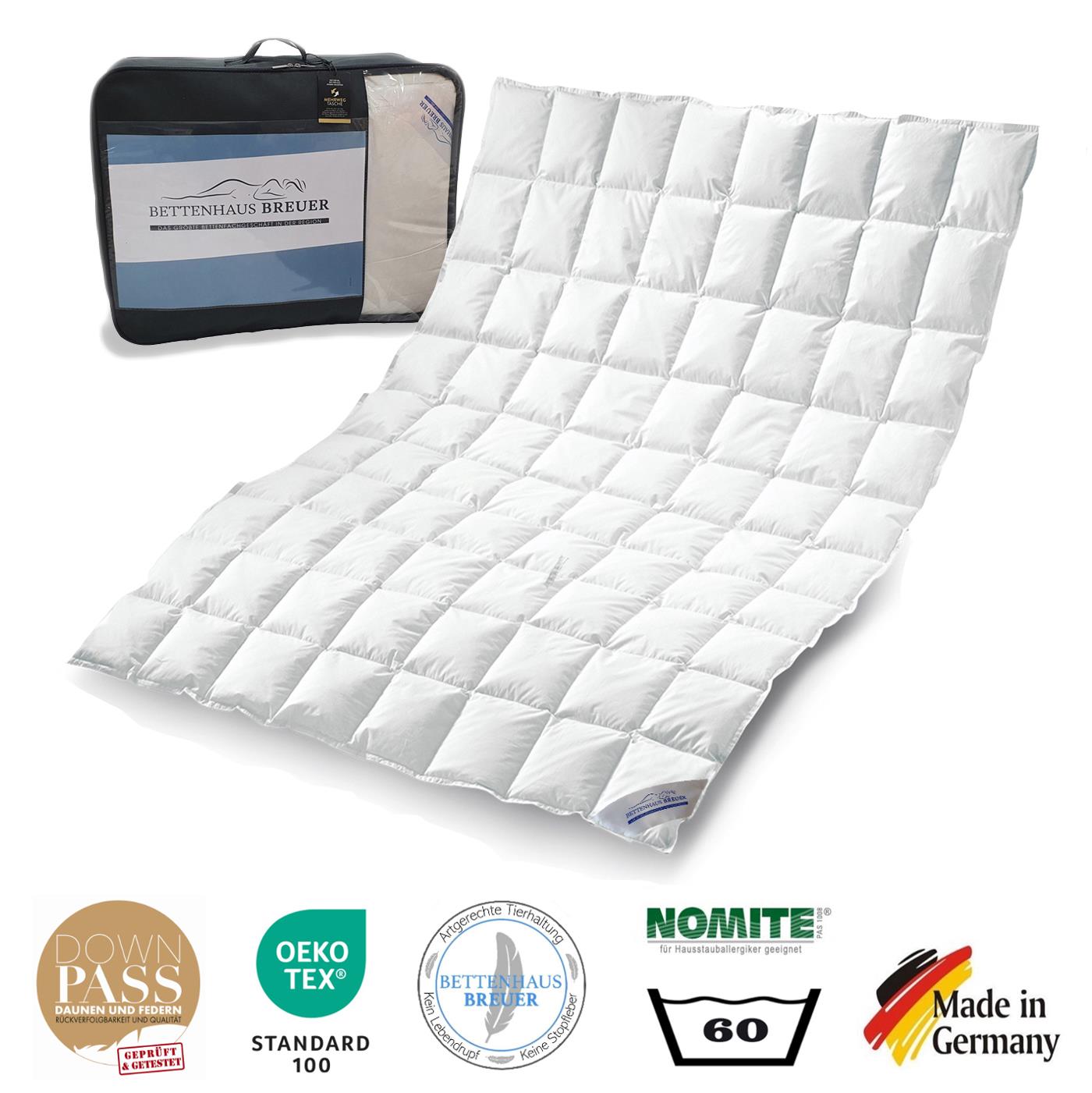 Daunenpass Sommer 100% Gänsedaunen Bettdecke Sommerdecke 240g 135x200