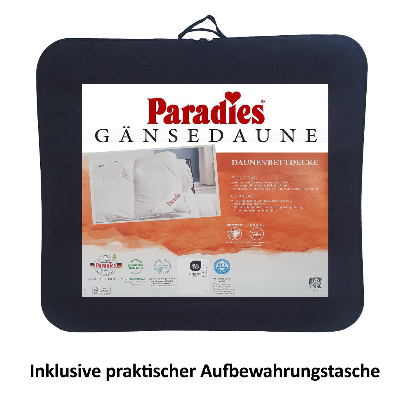 Paradies Gänsedaunen Bettdecke Melinda Daunendecke medium warm 135x200