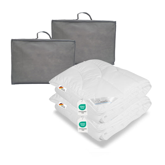 zwei Bettdecken 135x200 fuer den winter allergikerfreundlich klimafaser