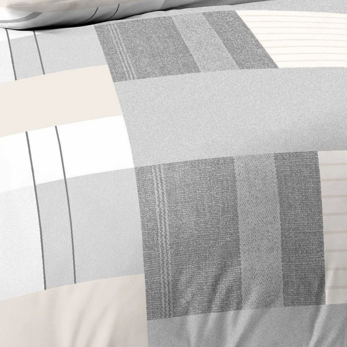 Biber Bettwäsche Straight Kiesel mit geometrischem Muster 135 x 200 cm