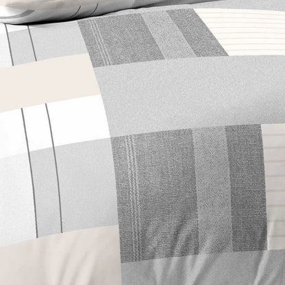 Biber Bettwäsche Straight Kiesel mit geometrischem Muster 135 x 200 cm