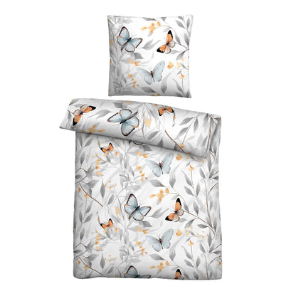 Bettwäsche Biberna Tencel Satin 0474494-001 Schmetterling grau 135x200
