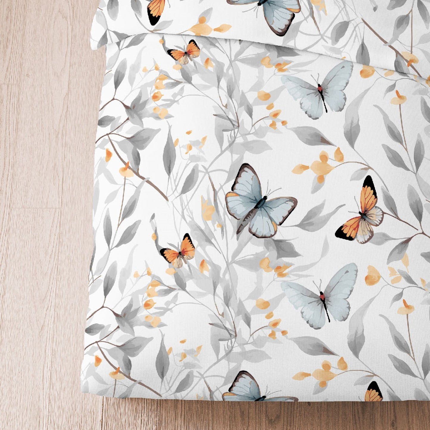 Bettwäsche Biberna Tencel Satin 0474494-001 Schmetterling grau 135x200