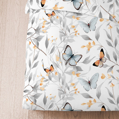 Bettwäsche Biberna Tencel Satin 0474494-001 Schmetterling grau 135x200