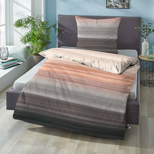 Bettwäsche Sympathica Satin 0614610-426 terra Streifen 135x200