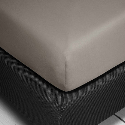 Bierbaum Mako Satin Bettwäsche mit Spannbettlaken Taupe 135 x 200 cm