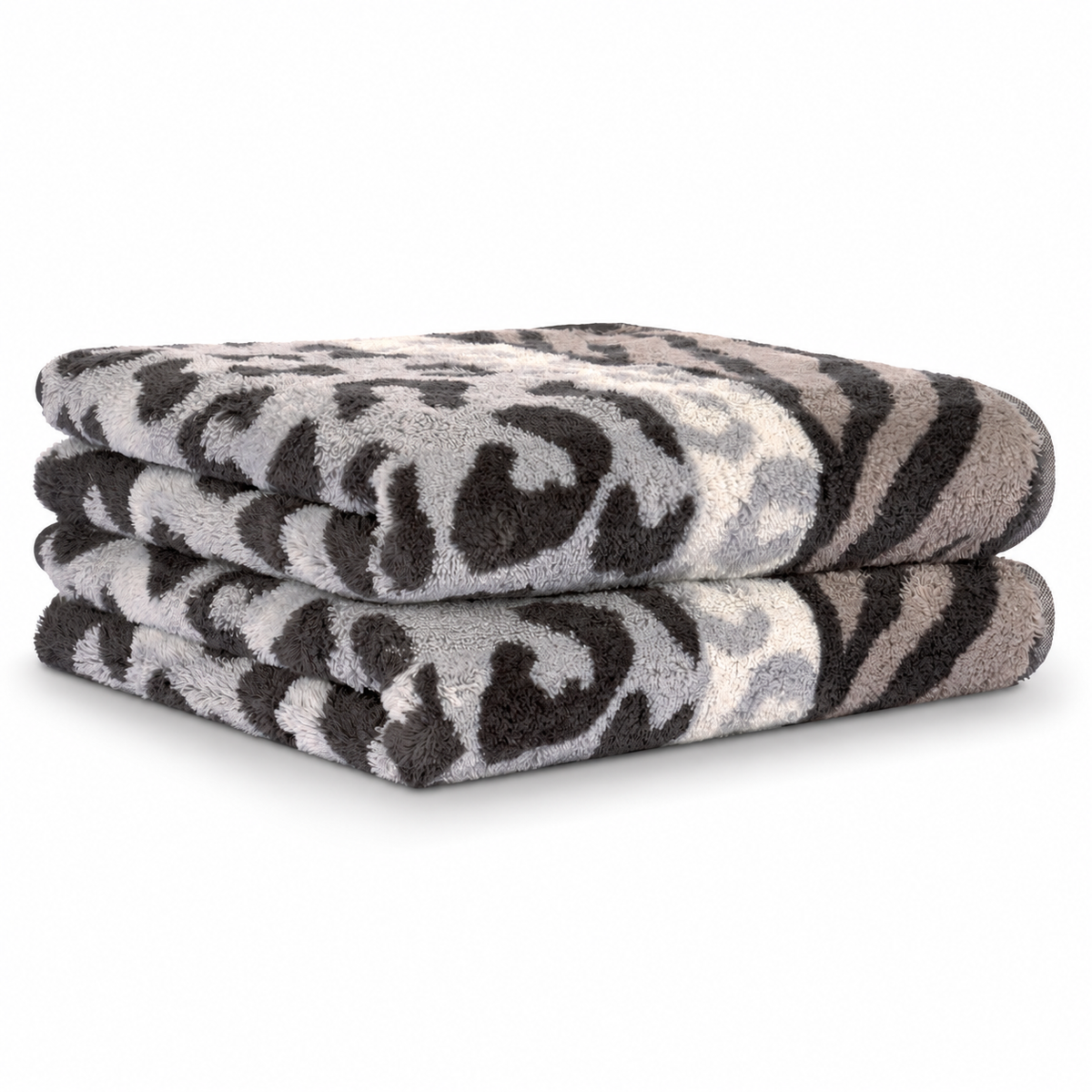 2 Stück Cawö Noblesse Animal Handtücher 1090-77 Leo Zebra grau 50x100