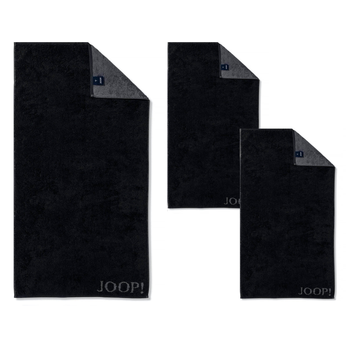 JOOP! Handtuch Duschtuch Set 3-teilig 1600-90 Classic schwarz anthra.